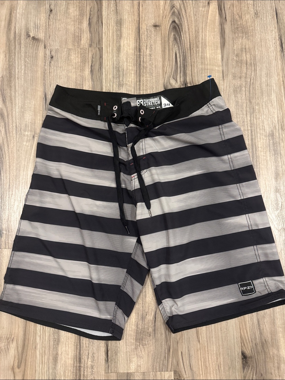 RPZN Men’s Black & Gray Horizontal Stripe Board Shorts